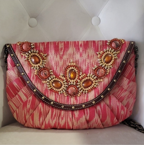Rafe Osfa Pink and Brown Beaded Shoulder Barbiecore Bag - Picture 13 of 13